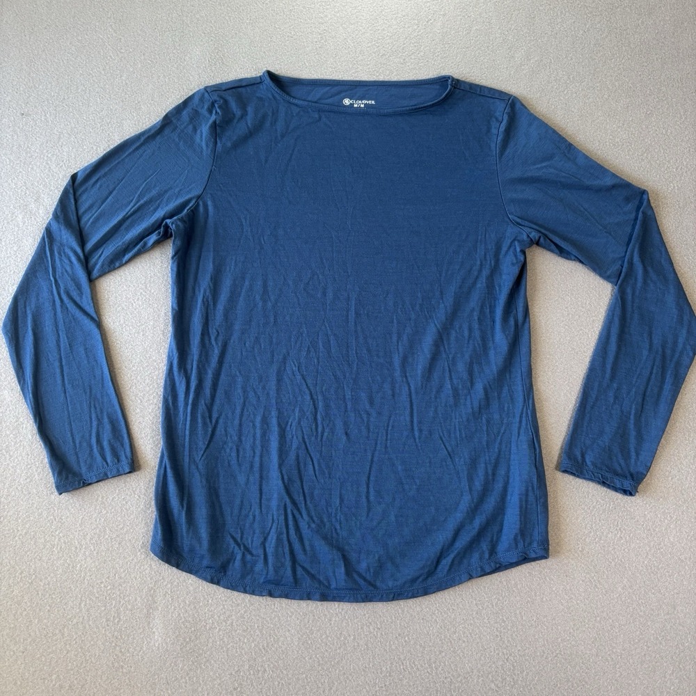 Cloudveil Long Sleeve Top Womens M Blue Merino Wool Blend Base Layer Gorpcore